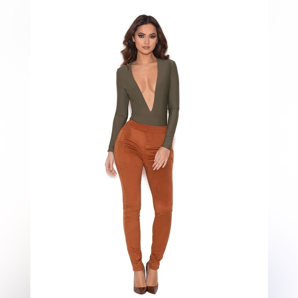 NWT HOUSE OF CB 'SAZAN' FAUX SUEDE LEGGINGS IN TAN